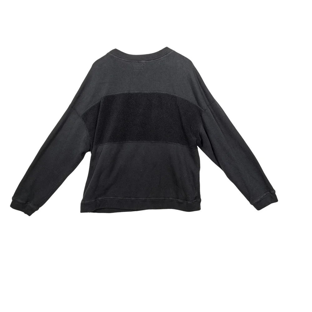 MATE The Label Organic Fleece Black Crewneck Sweatshirt L Pullover Loungewear